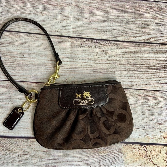 COACH Signature Wristlet Brown - Picture 1 of 5